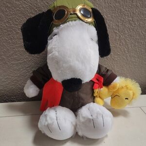 Build A Bear Snoopy Flying Ace Aviator Pilot Outfit Plus Woodstock Bird Peanuts